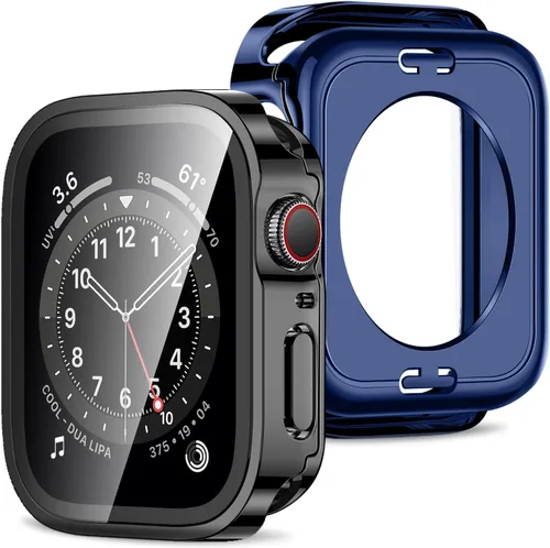 Miniatura 30 de Amizee Estuche 2 en 1 [Paquete de 2] Compatible con Apple Watch Series 9/8/ 7 de 45 mm con Protector de Pantalla Integrado, Cubierta Protectora