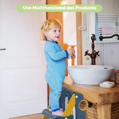 Miniatura 6 de COOSEYA Asiento de inodoro, asiento de entrenamiento de baño para niños pequeños, entrenamiento de baño 2-en-1 mejorado para niños y niñas, Azul