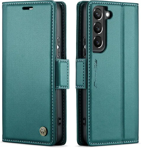 Miniatura 36 de QLTYPRI Funda tipo cartera para Samsung Galaxy S22 Ultra, funda magnética de piel sintética de alta calidad con bloqueo RFID, ranuras para tarjetas