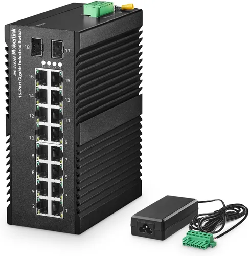 Miniatura 8 de MokerLink Conmutador Ethernet industrial Gigabit de 5 puertos con riel DIN, capacidad de conmutación de 14 Gbps, conmutador de red con clasificación
