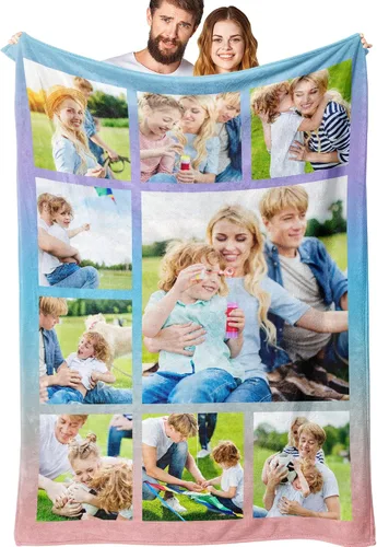 Miniatura 18 de Manta personalizada con fotos, manta personalizada de collage de fotos, regalos para madre, padre, amante, amigo, manta de franela personalizada
