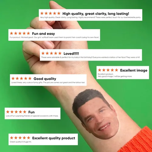 Miniatura 4 de Big Dot of Happiness Cara divertida con fotos personalizadas, recuerdos de fiesta, tatuajes temporales divertidos para la cara, juego de 12