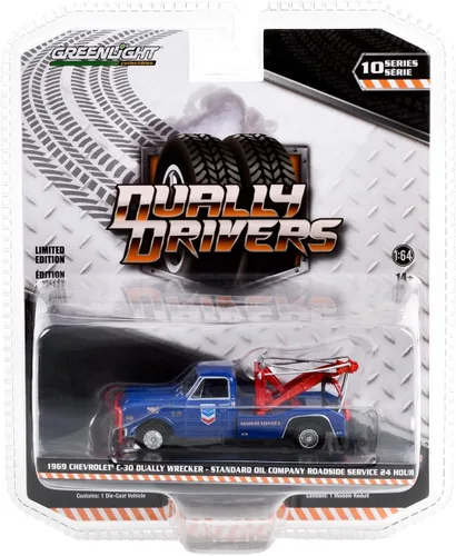 Greenlight 46100-A Dually Drivers Series 10-1969 Chevy C-30 Dually Wrecker - Standard Oil Company Servicio en carretera 24 horas escala 1:64 fundido