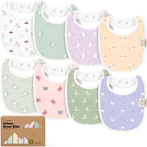 Miniatura 46 de Paquete de 8 baberos orgánicos para bebés niños, niñas - baberos de algodón suave para babear y dentición para bebé niña y niño, extra absorbentes