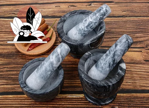 Miniatura 8 de Maja de repuesto de mármol de 5.3 pulgadas solo piedra pulida (mortero no incluido) (gris claro negro)