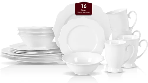 Miniatura 11 de HomeVss, nuevo juego de vajilla de porcelana de hueso, diseño de loto en relieve, juego de 20 piezas