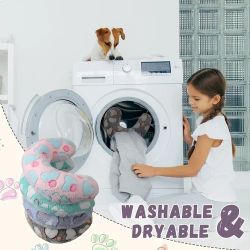 Miniatura 6 de Sweetude 4 almohadas para gatos, cama de cachorro, mullidas y calmantes para mascotas, regalos suaves con forma de media rosquilla en forma de U