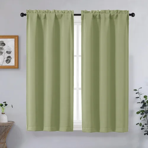 Miniatura 267 de OVZME Cortinas opacas turquesa para tratamiento de ventanas pequeñas, cortinas cortas con bloqueo de luz para ventana de cocina sobre el fregadero