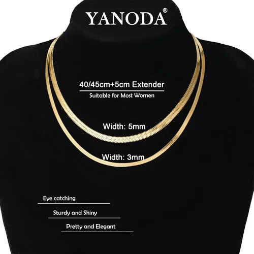Miniatura 4 de YANODA Collar de espiga para mujer, collares de oro de 14 quilates para mujer, delicado collar de oro en capas para mujer, collar de cadena