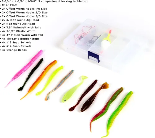 Miniatura 4 de Kit de pesca con caña, carrete predistribuido, aparejos, ganchos, estuche de transporte con cremallera