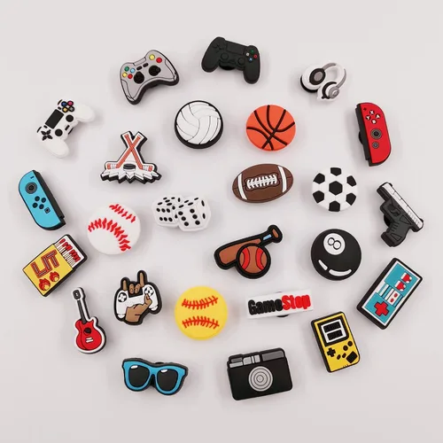 Miniatura 2 de 25 o 30 piezas de dijes para zapatos deportivos para niños y hombres, para videojuegos, camping, pesca, zuecos, decoración de zapatos, accesorios