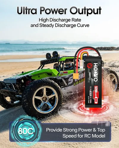Miniatura 5 de HOOVO Batería LiPo 11.1V 3S 5200mAh 80C Softcase RC Batería XT60 Enchufe para RC Car RC Truck Avión Helicóptero Barco Carreras RC Hobby