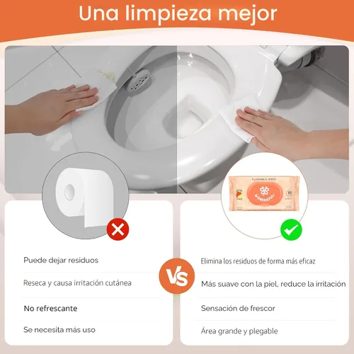 Miniatura 6 de Toallitas desechables WONDERFUL, Toallitas húmedas 100% a base de plantas con sabor a limón cítrico para adultos y niños, seguras