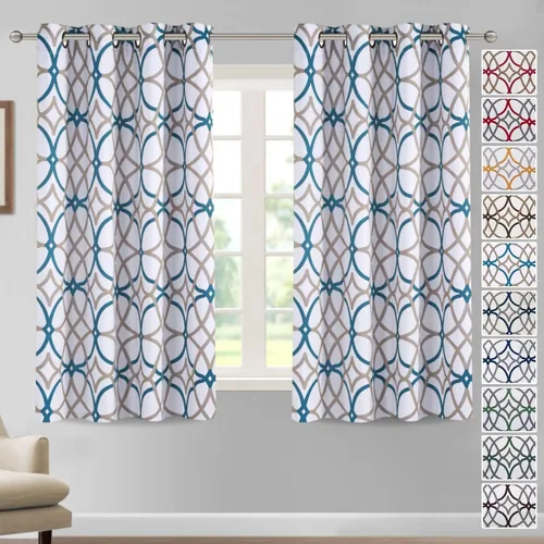 Miniatura 23 de H.VERSAILTEX Cortinas opacas con diseño impreso de 54 pulgadas de largo, juego de 2 paneles de cortinas con aislamiento térmico para dormitorio