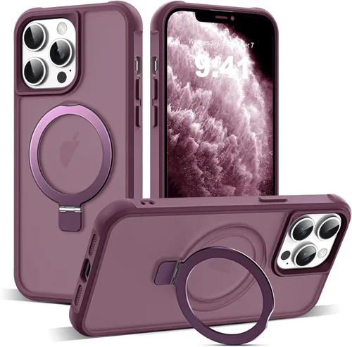 Miniatura 133 de SKYLMW – Funda compatible con iPhone 12 Pro Max y iPhone 13 Pro Max con soporte magnético invisible tipo anillo, fundas translúcidas para teléfonos