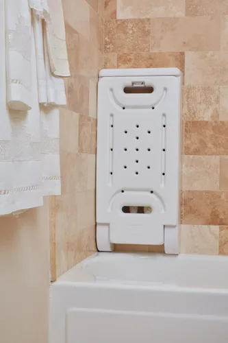 Miniatura 4 de Banco y gabinete de bañera Silla de ducha antideslizante y almacenamiento de baño, blanco Elegible para FSA HSA