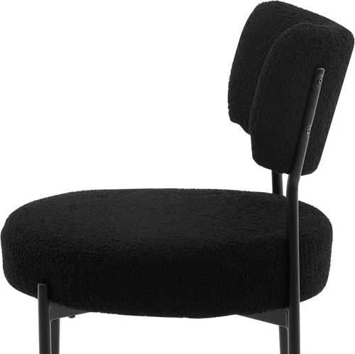 Miniatura 9 de Boucle - Juego de 2 sillas de comedor, modernas sillas de cocina tapizadas de mediados de siglo con respaldo curvado y patas de metal negro, sillas