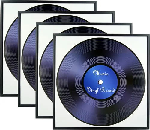 Miniatura 7 de Paquete de 2 marcos de aluminio de metal negro para álbum de música de 12.5 x 12.5 pulgadas, hecho para mostrar portadas de álbumes de vinilo LP, se