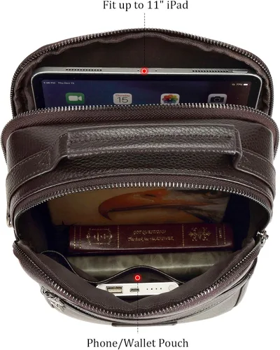Miniatura 4 de Polare - Bolso de mensajero de cuero italiano de grano completo, estilo vintage, bolso cruzado al hombro, estilo casual, bolso de negocios