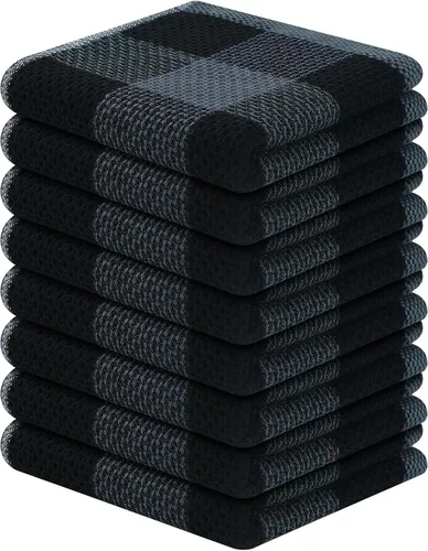 Miniatura 49 de Homaxy Paños de cocina 100% algodón, tejido gofre a cuadros, 12 x 12 pulgadas, toallas para platos súper suaves y absorbentes, de secado rápido