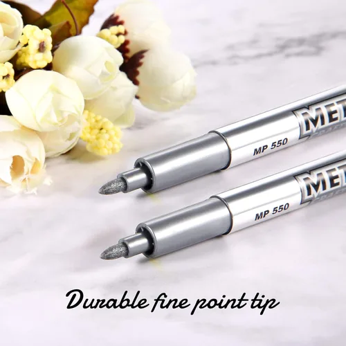 Miniatura 3 de Frienda 4 rotuladores metálicos, marcadores metálicos permanentes para pintura, adecuados para tarjetas de firma de papel negro, vidrio, tarjetas