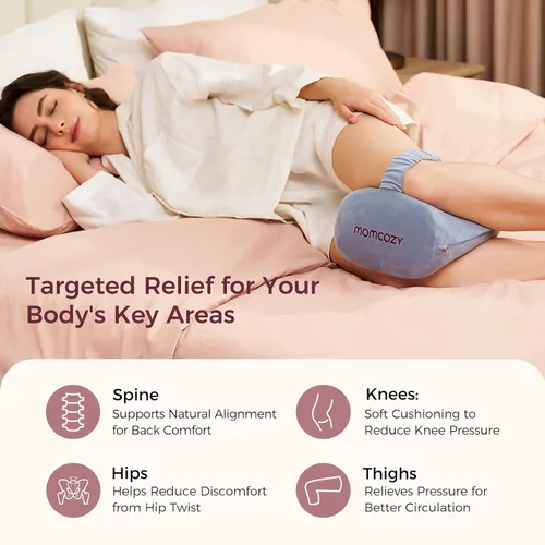 Miniatura 2 de Momcozy Almohada de rodilla para dormir de lado, espuma viscoelástica suave y diseño sin pellizcos, alivia el dolor de rodilla, piernas y ciática