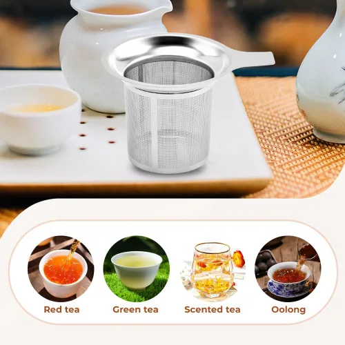 Miniatura 7 de Infusor de Té de Acero Inoxidable con Coladores, Nuevos Coladores y Filtros de Té 2025 para Té Suelto con Asas Resistente al Calor, Tazas de Colador
