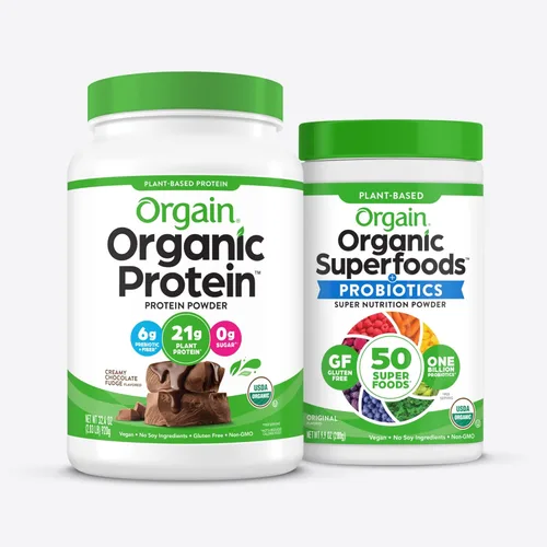 Orgain Proteína vegana orgánica en polvo + mezcla de superalimentos en polvo de verduras orgánicas Orgain
