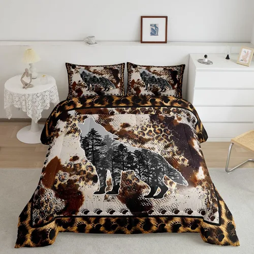 Miniatura 9 de Juego de ropa de cama de oso para niños y adolescentes, juego de edredón de animales salvajes para niños, adolescentes, naturaleza, vida silvestre