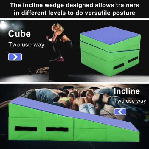 Miniatura 2 de BLKMTY Colchoneta de gimnasia – Colchoneta inclinada, plegable, diseño de cuña de queso para niños, para interiores y exteriores, ejercicio y yoga