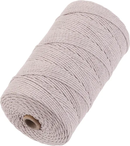 Miniatura 82 de Cuerda de macramé 4 mm x 328 yardas Natural Cuerda de algodón para macramé Cuerda de macramé colorida Cordón de algodón suave Suministros de macramé