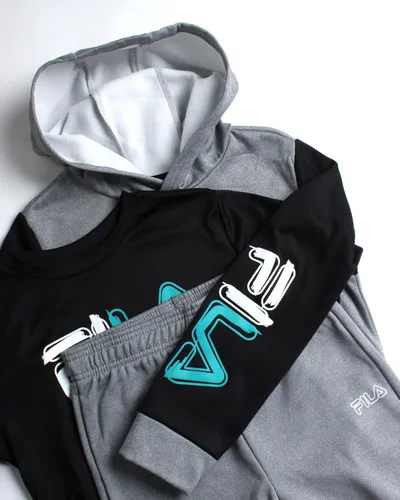 Miniatura 3 de Fila Conjunto deportivo deportivo para niños, sudadera con capucha de rendimiento de 3 piezas, pantalones deportivos, camiseta - Conjunto de ropa