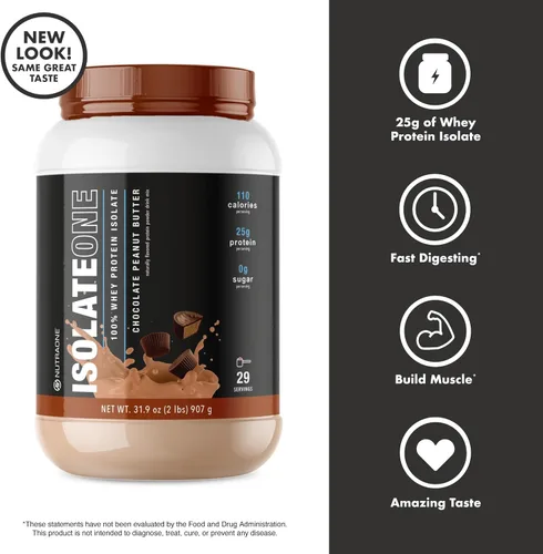 Miniatura 4 de NutraOne Proteína aislada de suero en polvo IsolateOne - Polvo aislado de suero 100% puro (chocolate Gourmet, 2 libras)