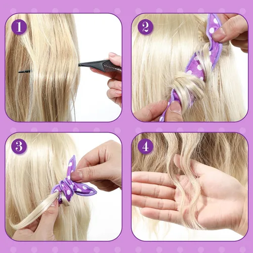 Miniatura 6 de Bememo 40 rulos suaves para el cabello, rodillos de almohada sin calor durante la noche, rizadores de esponja de satén para dormir sin calor