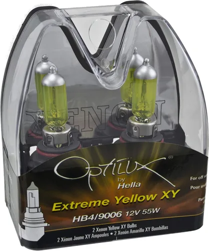 Hella H71070602 Optilux XY Series HB4 9006 Bombillas halógenas amarillas de xenón, 12 V, 55 W, paquete de 2