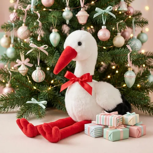 Miniatura 8 de Juguete de peluche de cigüeña blanca de simulación, suave y realista, lindo juguete de peluche de cigüeña blanca de 9.84 pulgadas, pájaros