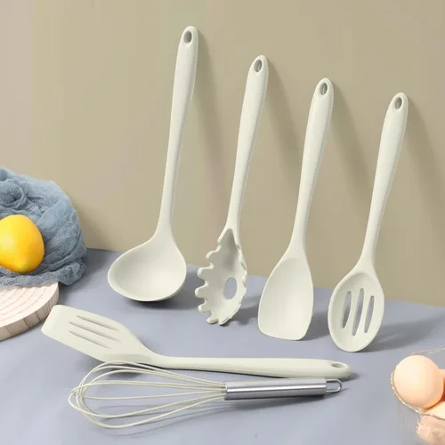 Miniatura 8 de LIANYU Juego de 14 utensilios de cocina con soporte, juego de utensilios de cocina de silicona, incluye espátula, cuchara, pinzas para voltear