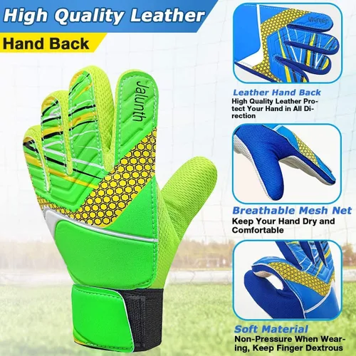 Miniatura 7 de Jalunth Guantes de Portero de Fútbol para Niños y Jóvenes, Guantes de Guardameta Jugador de Campo para Niños y Niñas, Palma de Látex Antideslizante