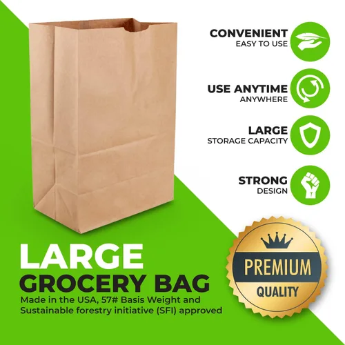 Miniatura 2 de PrimeSaver Bolsas de papel resistentes de 12 x 7 x 17 pulgadas, bolsas de compras grandes de papel kraft marrón para comestibles, venta al por