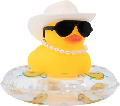 Miniatura 12 de wonuu Pato de Goma para Automóvil, Decoración de Pato Amarillo para Tablero con Sombrero de Sol, Anillo de Natación, Collar, Gafas de Sol