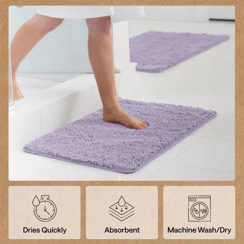 Miniatura 157 de Gorilla Grip - Tapete de baño de felpilla gruesa, suave y absorbente, secado rápido, de microfibra, con reverso de caucho, para piso de ducha, Nube