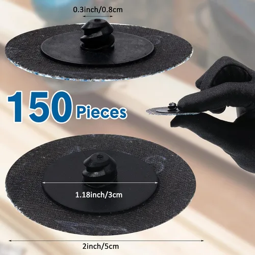 Miniatura 2 de Nuenen 150 discos de lijado, molinillo de lijado de 2 pulgadas para acabado de superficie, pulido, rebabas, eliminación de pintura de óxido, uso