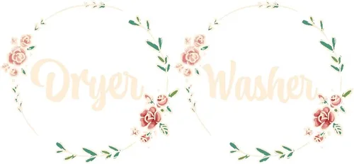 Adhesivo de pared para lavadora y secadora de flores, 10 x 10 pulgadas, para puerta de vidrio, decoración de vinilo, diseño de arte femenino,