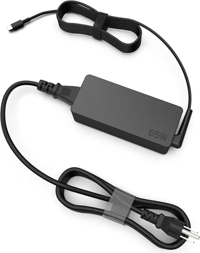 Cargador USB C de 65 W para laptop compatible con Lenovo Thinkpad/Yoga/Chromebook, T14 T14s X1 7i USB tipo C cable adaptador de corriente para Negro