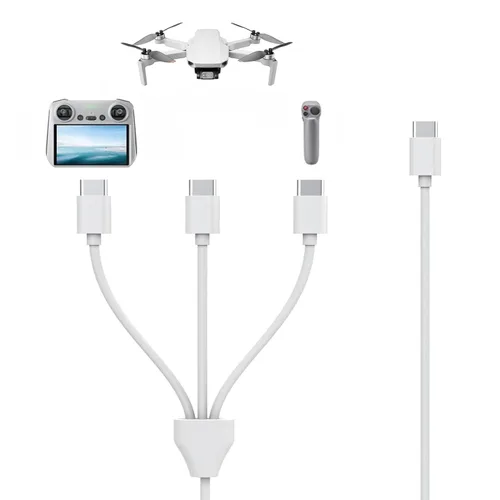 Miniatura 8 de Cable de carga USB C a USB C 3 en 1, cable USB C compatible con DJI Mini 3 Pro, Mavic 3, Air 2S, Avata Drone DJI FPV, controlador remoto, Negro