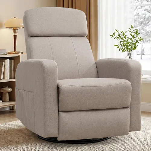 Miniatura 17 de Korser Sillas reclinables eléctricas giratorias para adultos, mecedora eléctrica para guardería, silla reclinable con bolsillo lateral clasificado