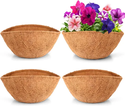 Miniatura 10 de LAVEVE Revestimiento de fibra de coco de repuesto para cesta colgante de plantas, 2 forros redondos de fibra de coco de 12 pulgadas de grosor