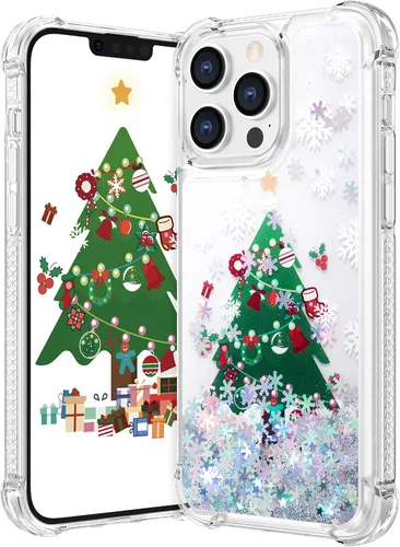 Miniatura 12 de Maxdara Funda de Navidad para iPhone 11, diseño de muñeco de nieve con purpurina líquida brillante cubierta bonita para niñas y niños, 6.1 pulgadas