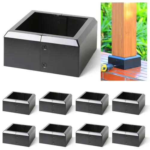 Miniatura 25 de Paquete de 4 cubiertas de base de poste de cubierta de aleación de aluminio (base de poste de 1 x 1 pulgada x 3.35 pulgadas), para pasamanos, Blanco