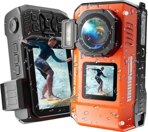 Miniatura 9 de Cámara digital subacuática 8K - MaxMango 70MP 33FT Cámara impermeable con tarjeta 64G - Cámara submarina para esnórquel flotante de doble pantalla